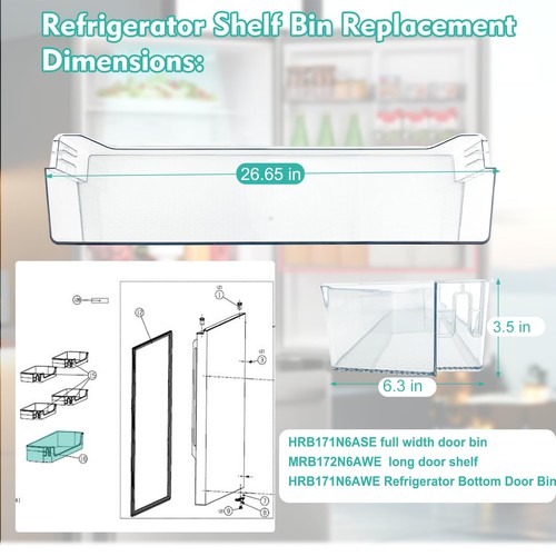 HRB171N6ASE Refrigerator Section Long Door Bin Compatible with Hisense Refrig... - Picture 5 of 9