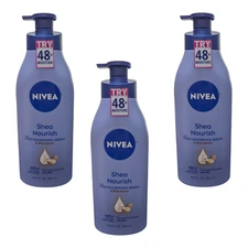 3 x Nivea Shea Nourish Deep Nourishing Serum & Shea Butter Lotion 16.9 fl oz Ea.