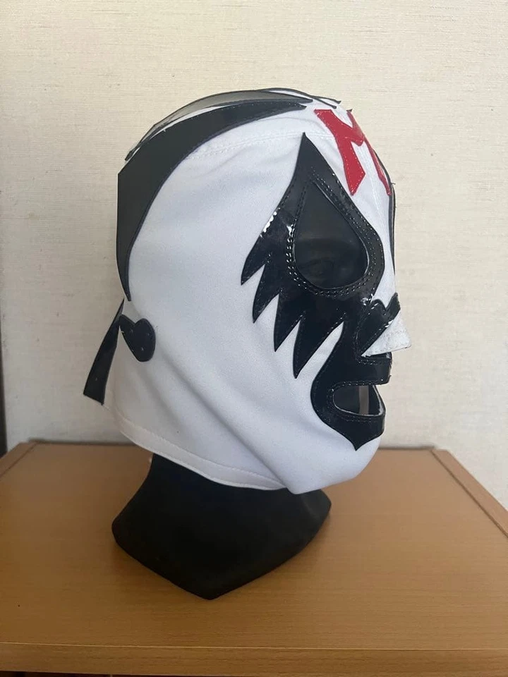 Mil Mascaras Mask Trade WWE Cosplay White Jersey Black Enameled Edge Adult Used - Image 2 of 4