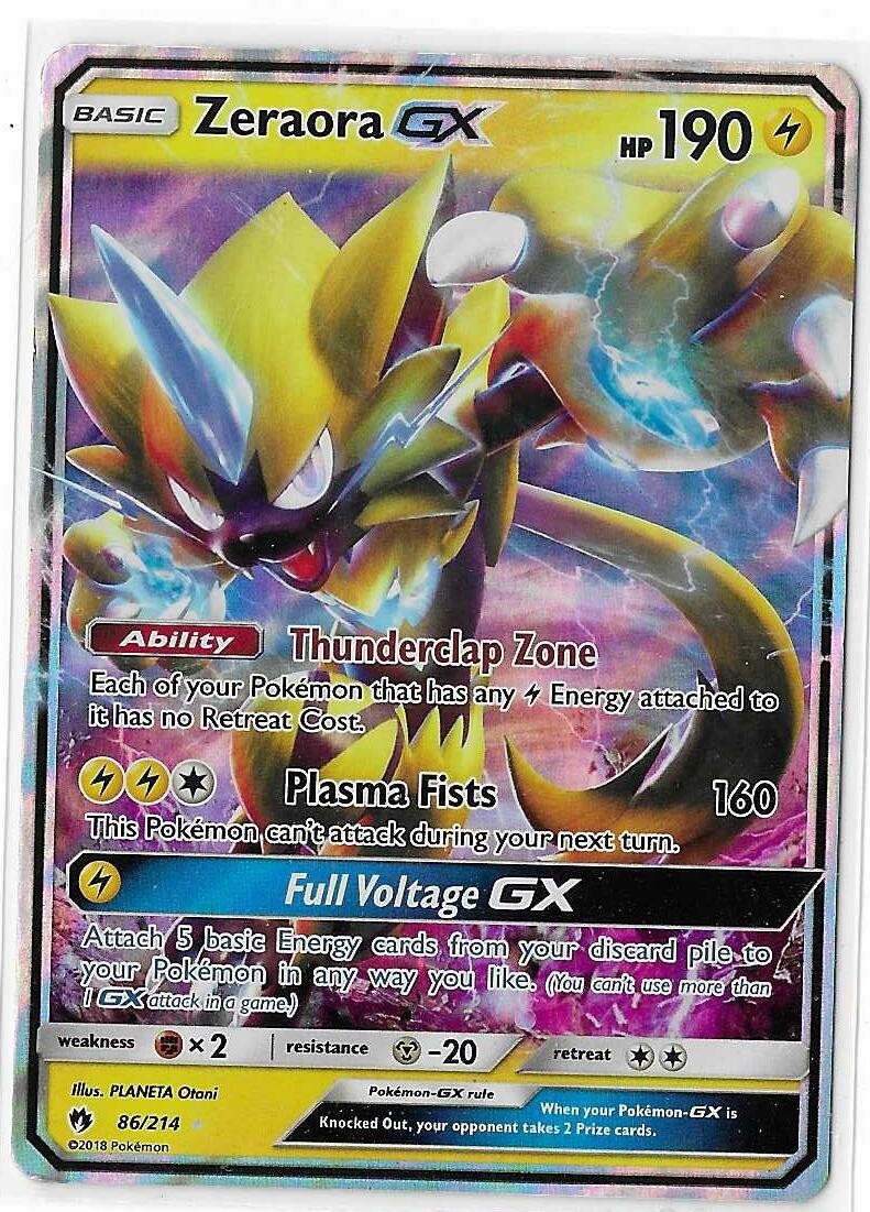 Pokémon TCG Zeraora GX Sun & Moon - Lost Thunder 86/214 Holo Ultra Rare LP