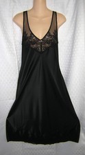 BEAUTIFUL Silky BLACK Elegant Sheer LACY LINGERIE Long NIGHTGOWN M 36