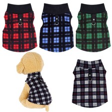 Rbenxia Buffalo Plaid Dog Sweater Set XS - Fleece Vest Pullover Jacket Leash R