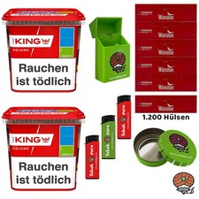 The King Red Volumentabak Mega Box 2x 280g Winston Hülsen, Feuerzeuge Ascher Box