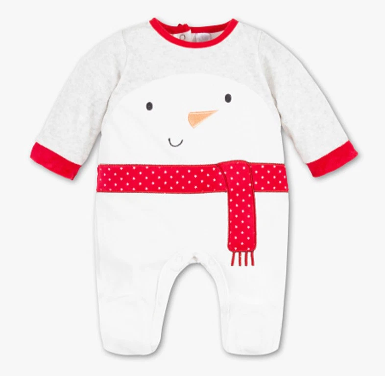 C&A Baby Jungen Mädchen Strampler Overall Schlafanzug SCHNEEMANN kuschelig weich NEU