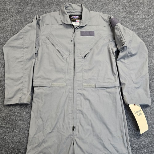 Gibson & Barnes Flight Suit Men 42T Gray Utility Coveralls Jumpsuit Made In USA
