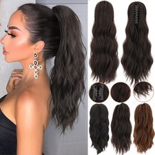 Real Thick  Long Clip In Pony Tail Hair Extensions Claw Clip Ponytail As Human
