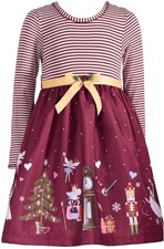 NEW Bonnie Jean GirlS Size 4 "BURGUNDY PLUM NUTCRACKER BALLET" Christmas Dress