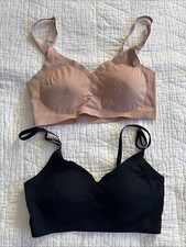 Women  s Bralette 2 Pack Seamless Bra Light Compression Beige And Black