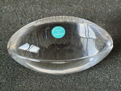 Tiffany & Co. Crystal Football Paperweight Glass Direct TV Logo on Bottom