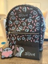 Disney Lilo Stitch Mini Backpack Set w/ Wallet Card Holder Keychain, Black