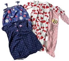 4 Pc Girls Lot 9 Month Carters Bundle Spring Summer Sleepwear Sleeper One Piece