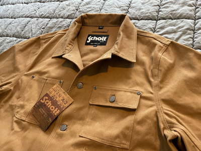 Schott NYC khaki 8205 cotton canvas chore jacket work coat XL mens