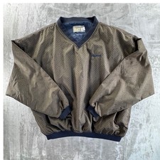 Vintage Dunbrooke Nokia Promo V-Neck Windbreaker Jacket Mens 2XL Olive Green USA