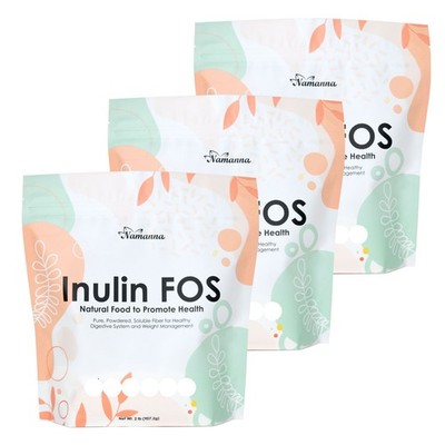 NAMANNA Inulin FOS powder, fiber powder from chicory root, prebiotics -2lbx3