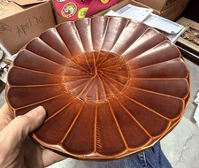 old hand made  finished wood plate bowl 10 1/4"