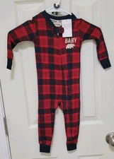 Dearfoams Soft Cozy Family PJ Zip Baby Bear Red Navy Plaid NWT Infants 18 Month