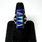 Vintage Southwestern Sterling Silver Lapis Turquoise Ring Size 9 Joanna Gordon — photo 3