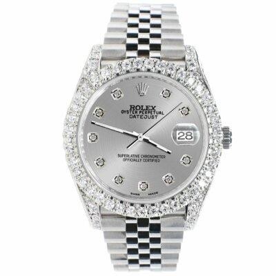 Rolex Datejust 41 5.9CT Bezel/Lugs/Sides/Silver Dial 126300 Wa...