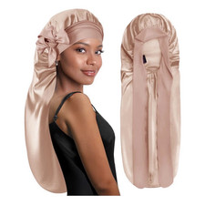 Bonnet Queen Reversible Long Satin Hair Bonnet Sleep Cap Pink for Women