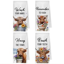 ChenCraty Funny Highland Cow Bathroom Hand Towels, 16x24, Cow003