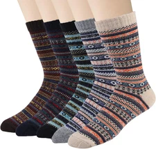 Mens Wool Socks for Winter Thick Warm Hiking Sock Soft Casual Nordic Boot Socks