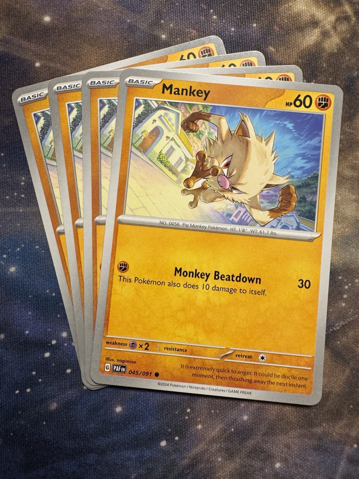 Pokémon TCG Mankey 045/091 SV: Paldean Fates Regular x4