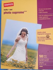 New Staples Photo Supreme Paper, 8 1/2" x 11", Double Sided Matte 50/Pack Sealed