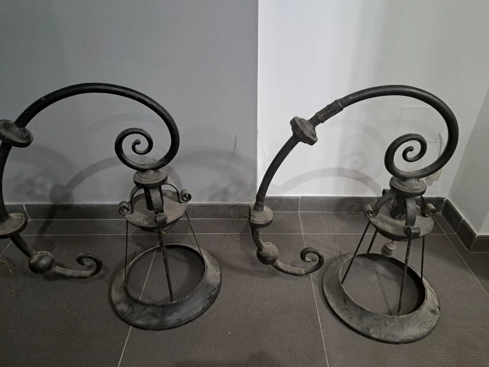 Lanterne Lampioni Stradali grandi Lampade da Esterno in Ferro Battuto primi 900 - Immagine 2 di 4