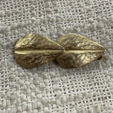 Vintage Gold Toned Textured Leafs Hair Clip