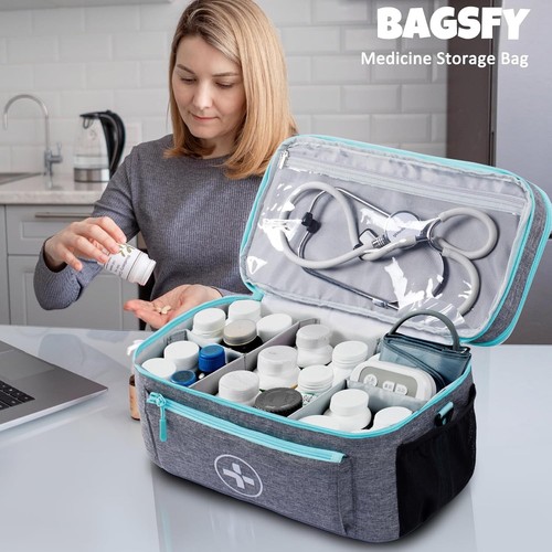 Organizer Borsa Medicina da Viaggio, Borsa Medica Vuota, Organizzatore Bottiglia Pillola per H... - Foto 8 di 9