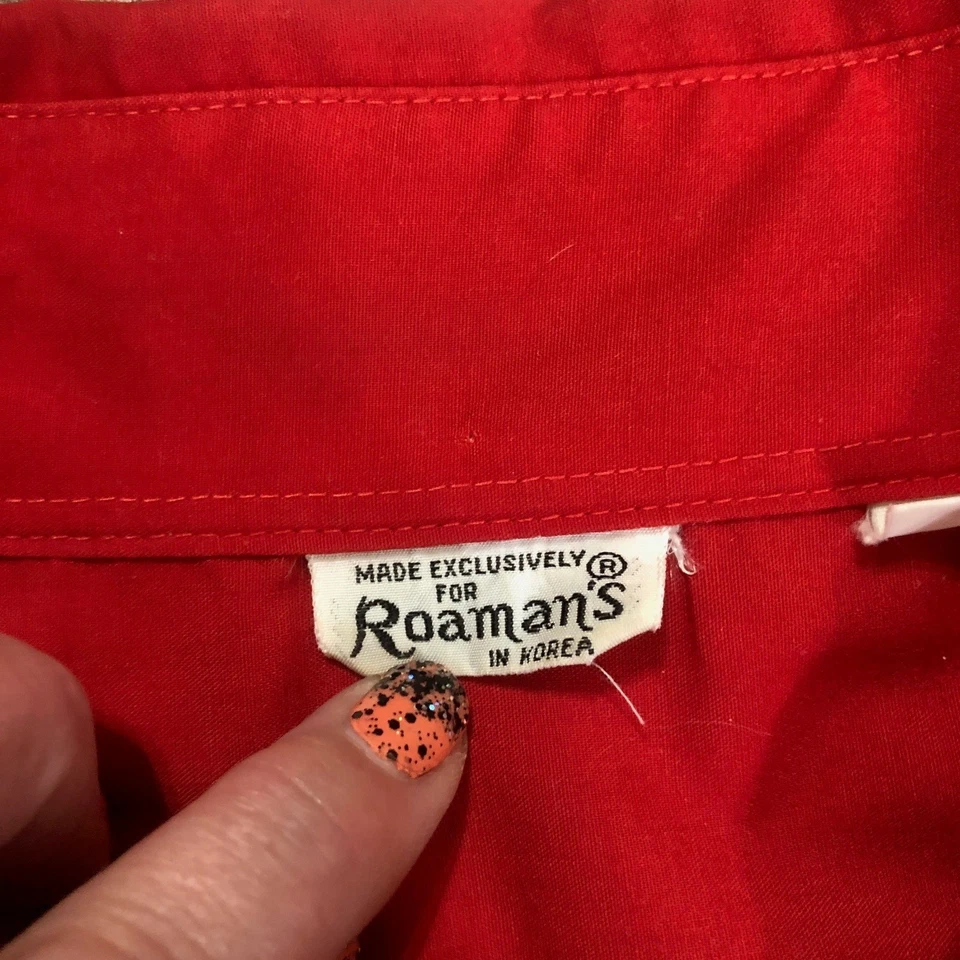 2 Camisas de Campamento Vintage ROJAS Y MOSTAZAS Cuello Ancho Manga Corta Talla XXL Roaman's Foto 2 de 2