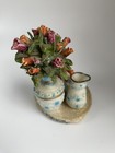 Vintage Teapot Teacup Fruit Basket Vase With Flowers Detailed Oval Candle Topper — photo 5