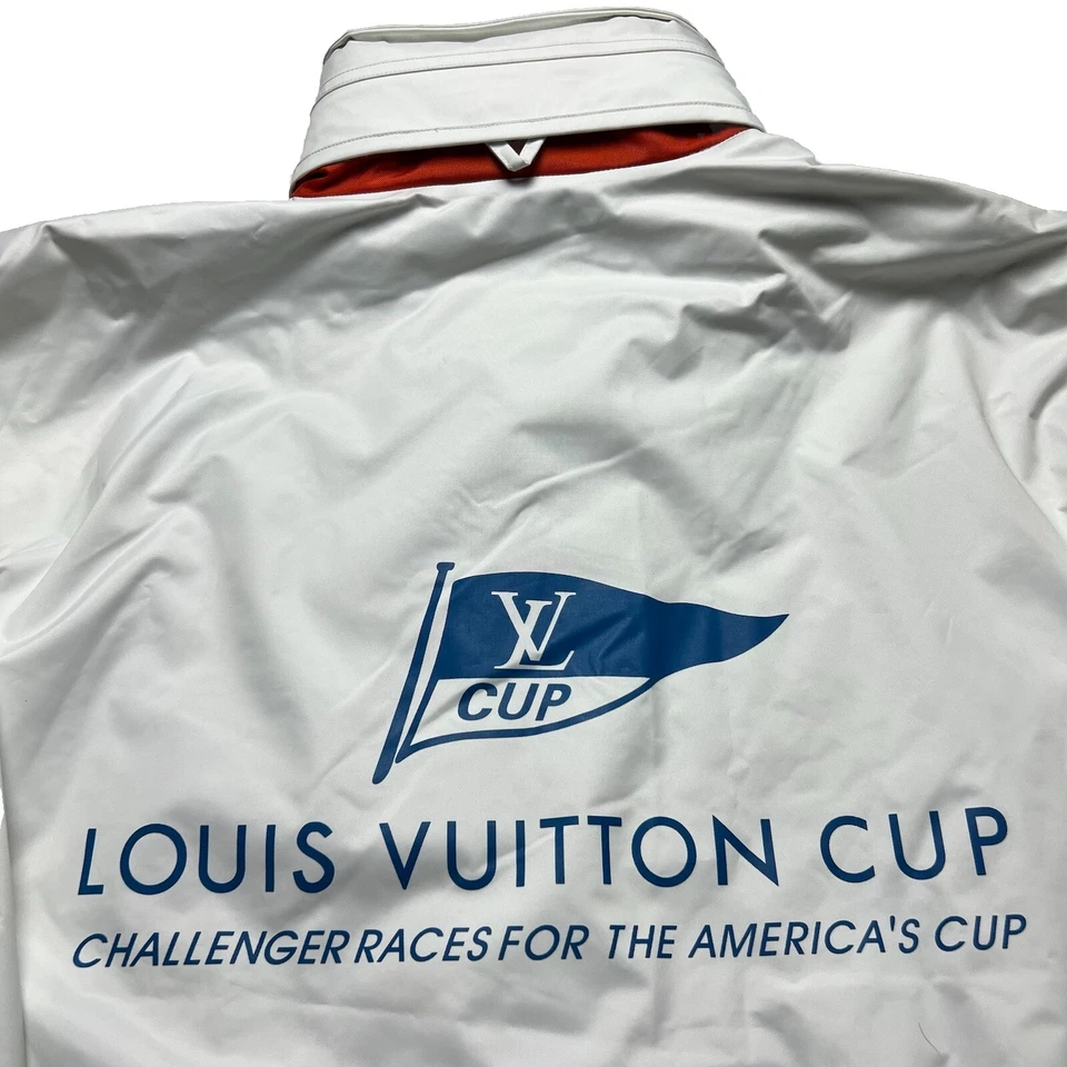 Chaqueta Louis Vuitton Cup Foul Weather 2003 vintage con capucha RARA blanca/naranja XXL Foto 3 de 4