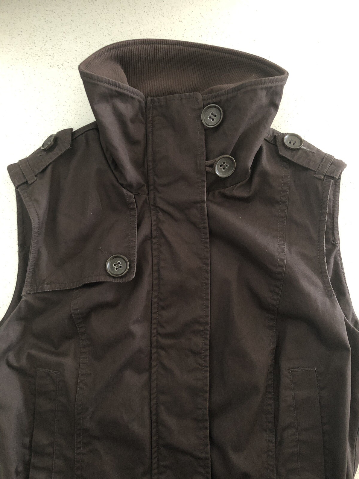 ESPRIT WOMENS PEPPERCORN SLEEVELESS COTTON JACKET VEST SIZE 8 / US 10