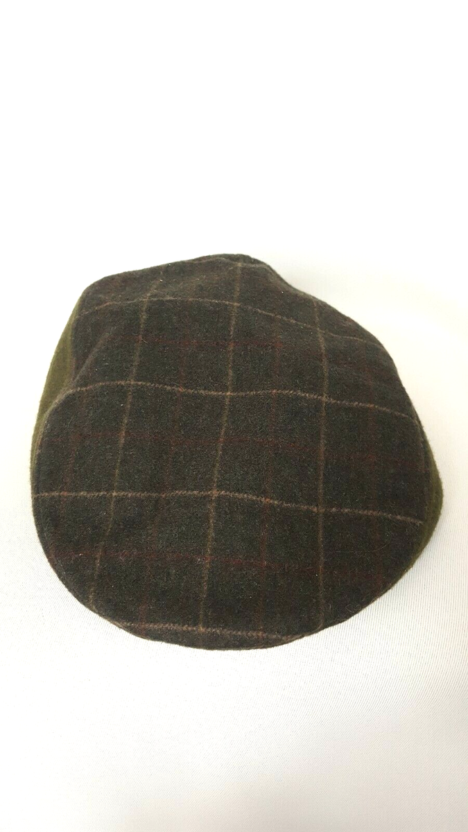 Casquette Plate Homme Laine écossais Vert - Taille 58cm (23 Inch), Neuf Sans étiquette