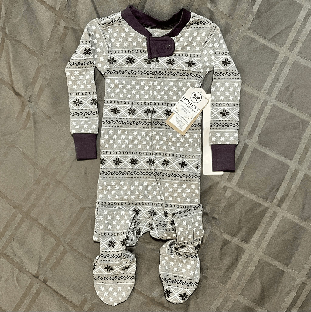 HONEST BABY CLOTHING 100percent ORGANIC COTTON PAJAMA CHIC SNUG FIT FOOTED PJS 12m