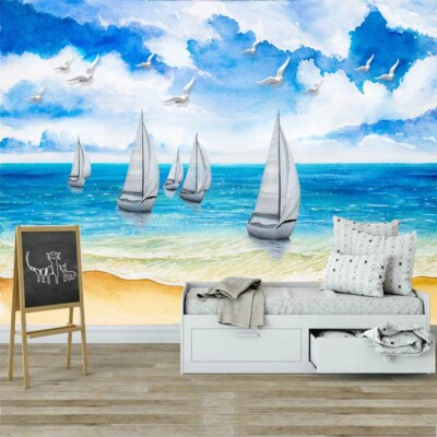 Curved Yellow Sand 3D Full Wall Mural Photo Wallpaper Printing Home Kids Decor