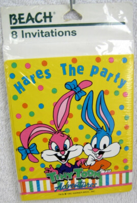 TINY TOONS Buster and Babs Bunny PARTY INVITATIONS