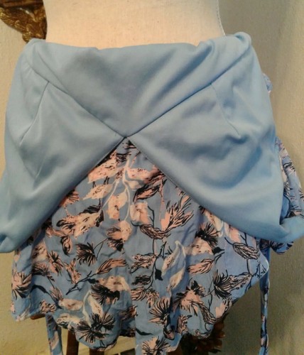 Flying Tomato Womens Large Romper Blue Pink Floral Smocking Tie Button Closure - Picture 3 of 10