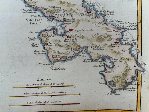 MARTINIQUE 1780 RIGOBERT BONNE ANTIQUE MAP IN COLORS 18TH CENTURY - Picture 4 of 5