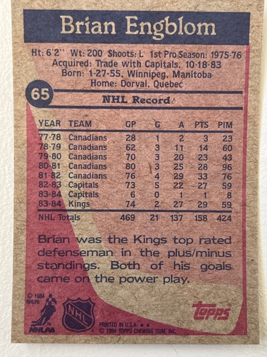 1984-85 Topps Hockey Card Pick From List !! - Picture 117 of 305