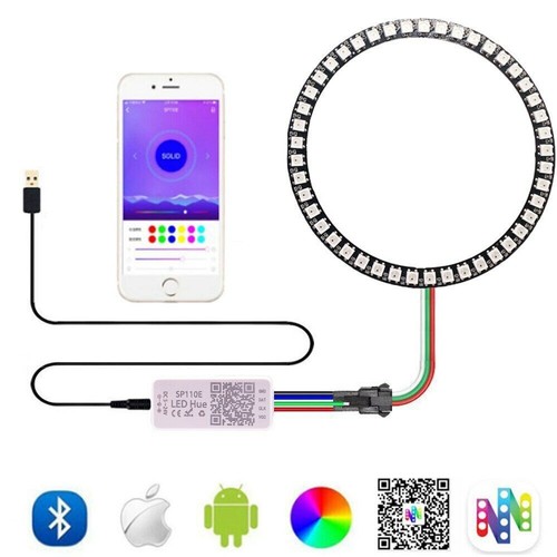 WS2812B Led Pixel Ring light 5050 RGB WS2812 SP110E Bluetooth Controller 5V USB - Picture 25 of 26