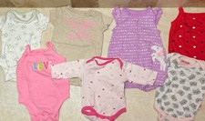 Lot Of 7 Cute Prints Love  For Infant 3-6 Month Clothes One-Piece Assortment