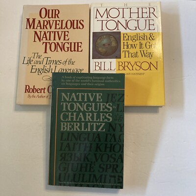 3 Native Tongue Books Mother Tongue Bryson Berlitz Marvelous Native Tongue