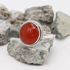 Solid 925 Sterling silver Natural Carnelian Ring Gemstone Jewelry For Her J 51