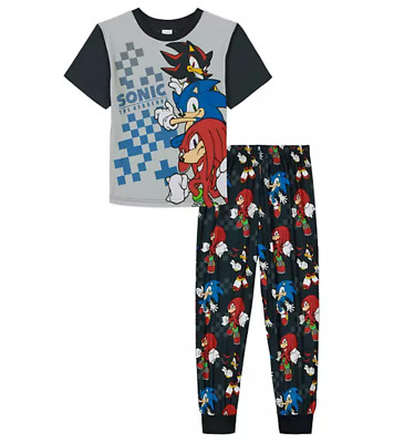 Sonic the Hedgehog Pajamas Sleep Set Shirt Pants Boys 6 8 10 Shadow Short Sleeve