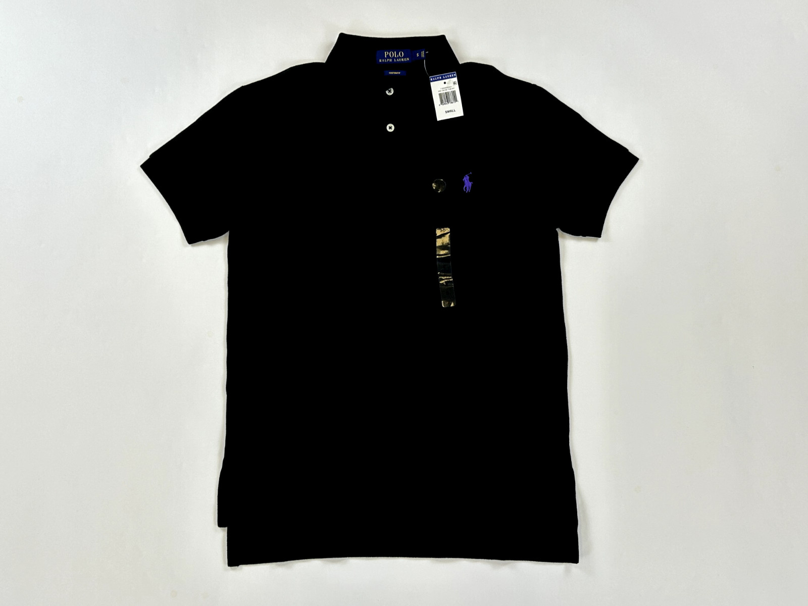 Однотонная рубашка поло Polo Ralph Lauren с коротким рукавом - Черный (фиолетовый) - Размер: Маленький -