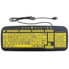 EZSee Large Print Keyboard For Low Vision People - USB Wired High Contrast Keys
