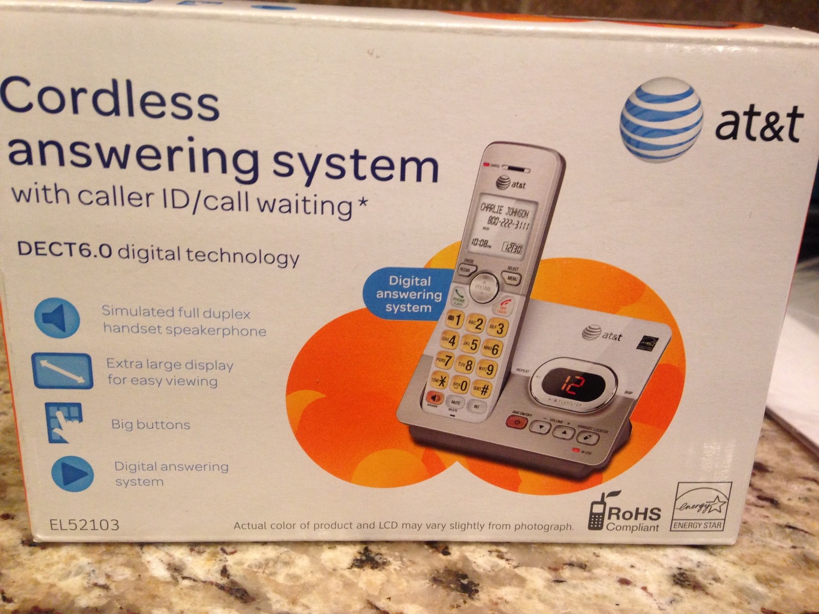 AT&T Cordless Phone Answering System EL52103 W/ Caller ID Call Waiting