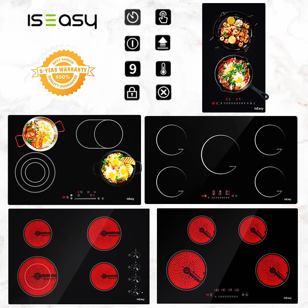 ISEASY Induction/Ceramic Cooktop Touch Control Built-In 2/4/5 Burners Stove Top
Opens in a new windo